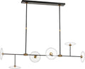 Calvino Large Linear Chandelier | Aged Iron and Hand-Rubbed Antique Brass | Clear Glass