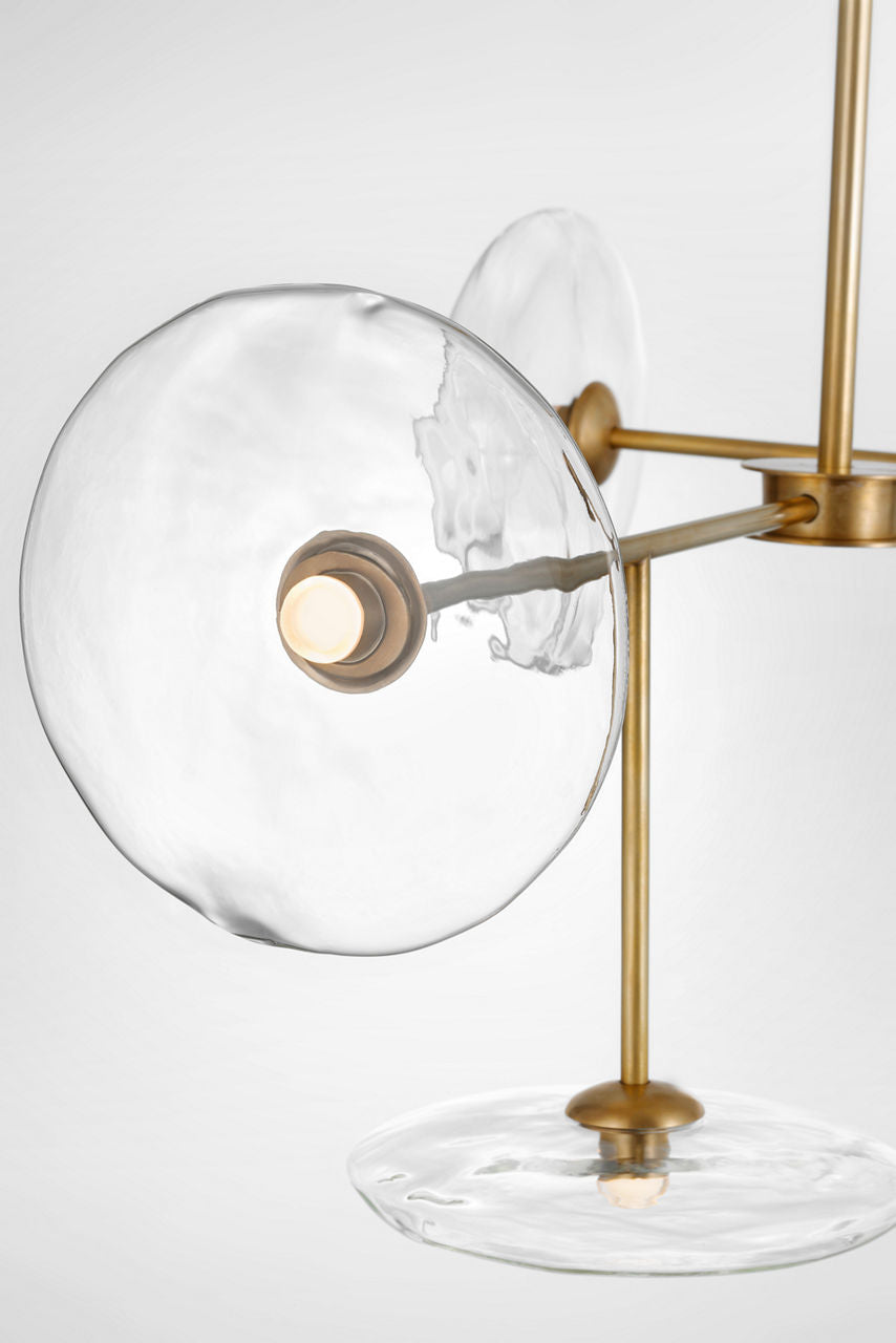 Calvino Large Linear Chandelier | Hand-Rubbed Antique Brass | Clear Glass