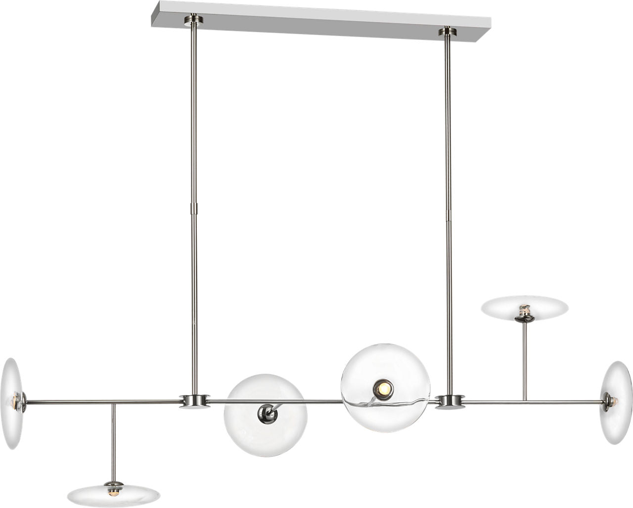 Calvino Large Linear Chandelier | Polished Nickel | Clear Glass