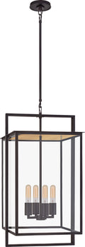 Halle Medium Hanging Lantern | Aged Iron | Clear Glass