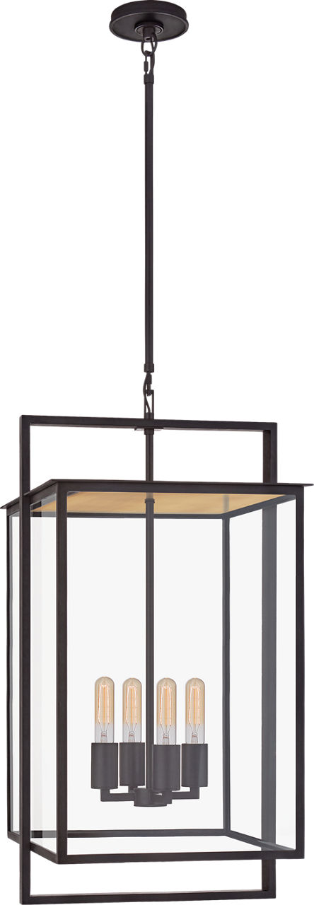 Halle Medium Hanging Lantern | Aged Iron | Clear Glass