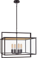 Halle Wide Hanging Lantern | Aged Iron | Clear Glass