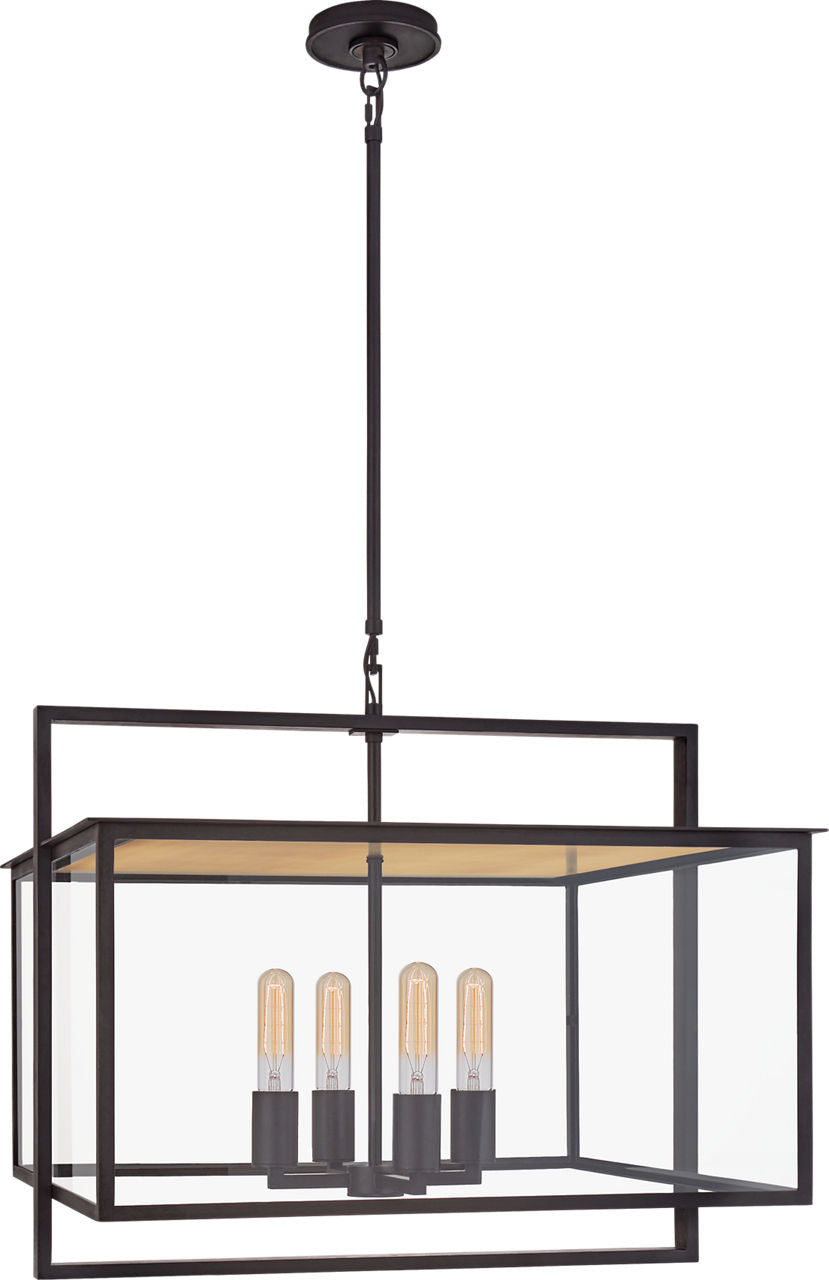 Halle Wide Hanging Lantern | Aged Iron | Clear Glass
