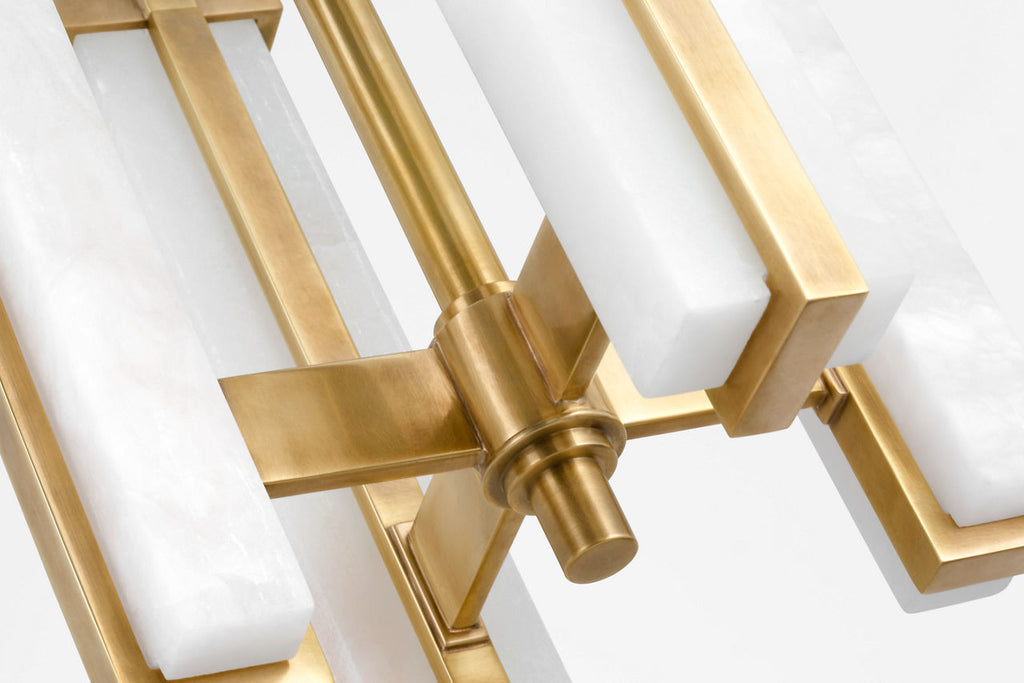 Malik Small Chandelier | Hand-Rubbed Antique Brass | Alabaster