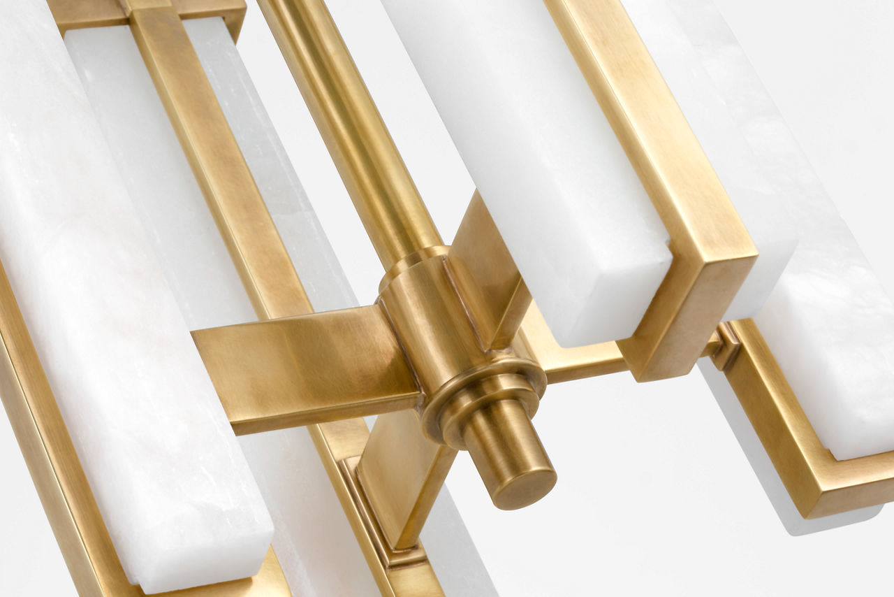 Malik Small Chandelier | Hand-Rubbed Antique Brass | Alabaster