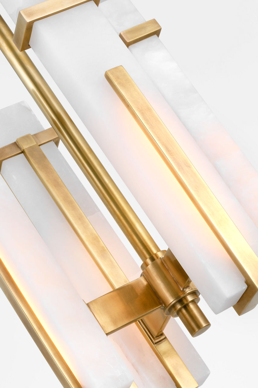 Malik Small Chandelier | Hand-Rubbed Antique Brass | Alabaster