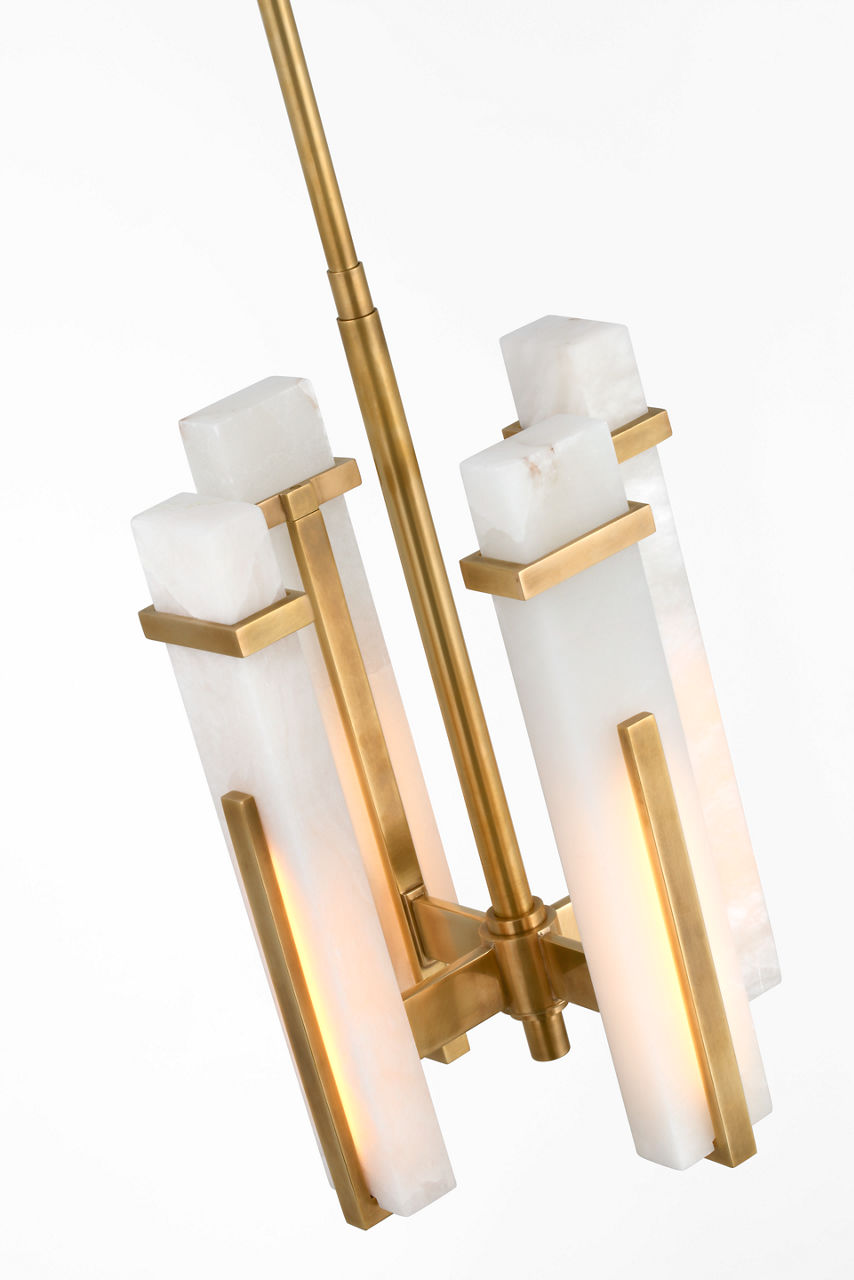 Malik Small Chandelier | Hand-Rubbed Antique Brass | Alabaster