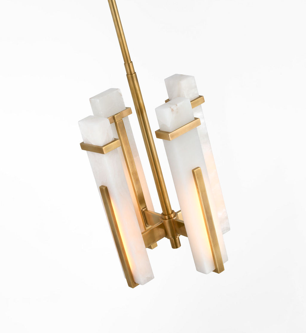 Malik Small Chandelier | Hand-Rubbed Antique Brass | Alabaster