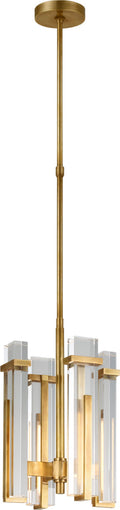 Malik Small Chandelier | Hand-Rubbed Antique Brass | Crystal