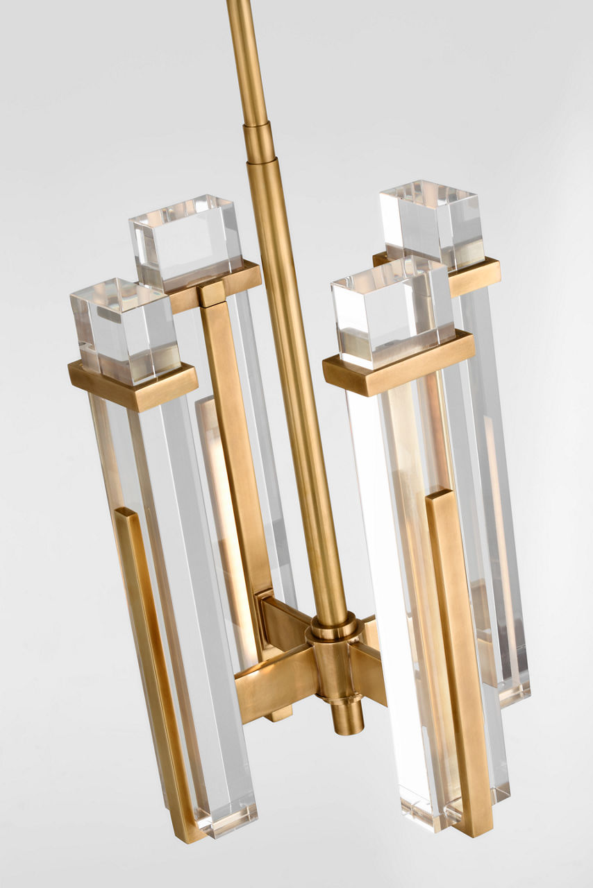 Malik Small Chandelier | Hand-Rubbed Antique Brass | Crystal