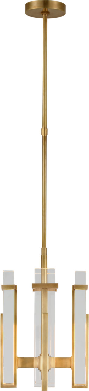 Malik Small Chandelier | Hand-Rubbed Antique Brass | Crystal