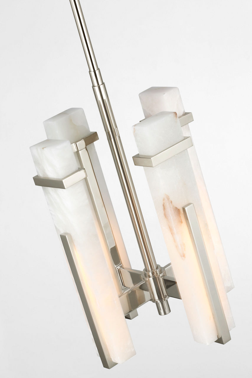 Malik Small Chandelier | Polished Nickel | Alabaster