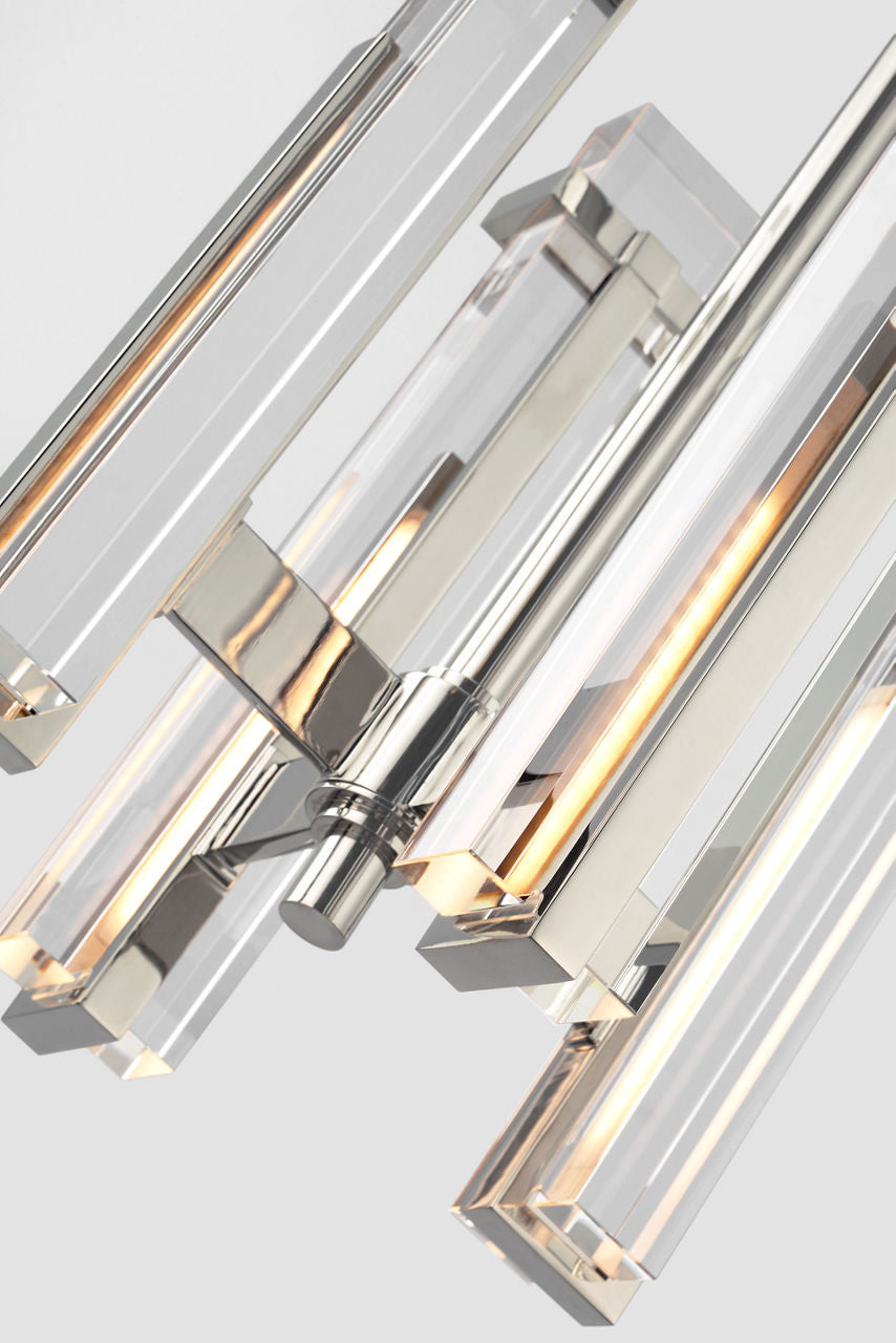 Malik Small Chandelier | Polished Nickel | Crystal