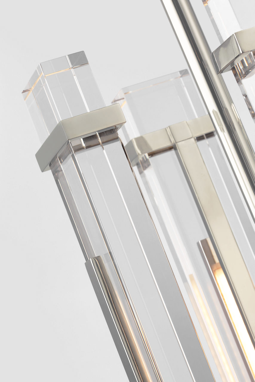 Malik Small Chandelier | Polished Nickel | Crystal
