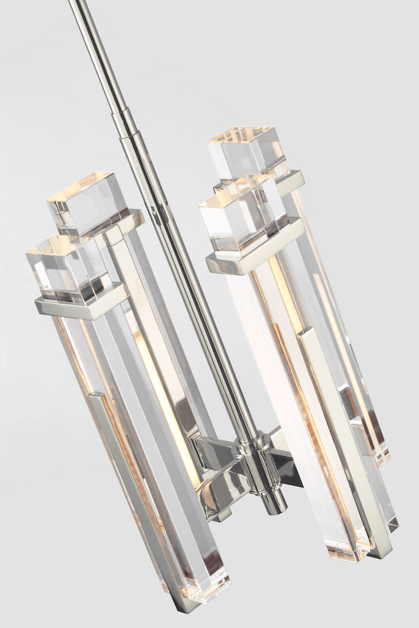 Malik Small Chandelier | Polished Nickel | Crystal