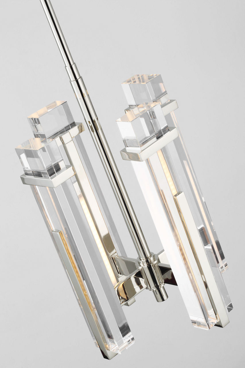 Malik Small Chandelier | Polished Nickel | Crystal