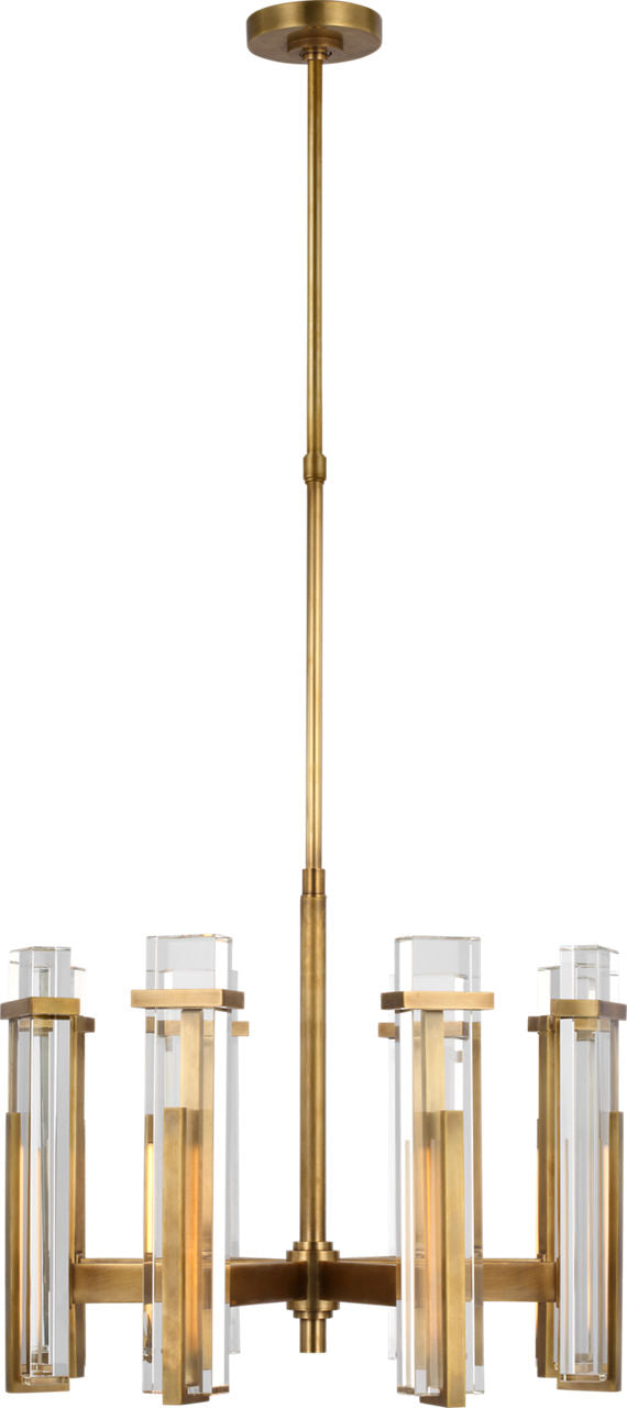 Malik Medium Chandelier | Hand-Rubbed Antique Brass | Crystal