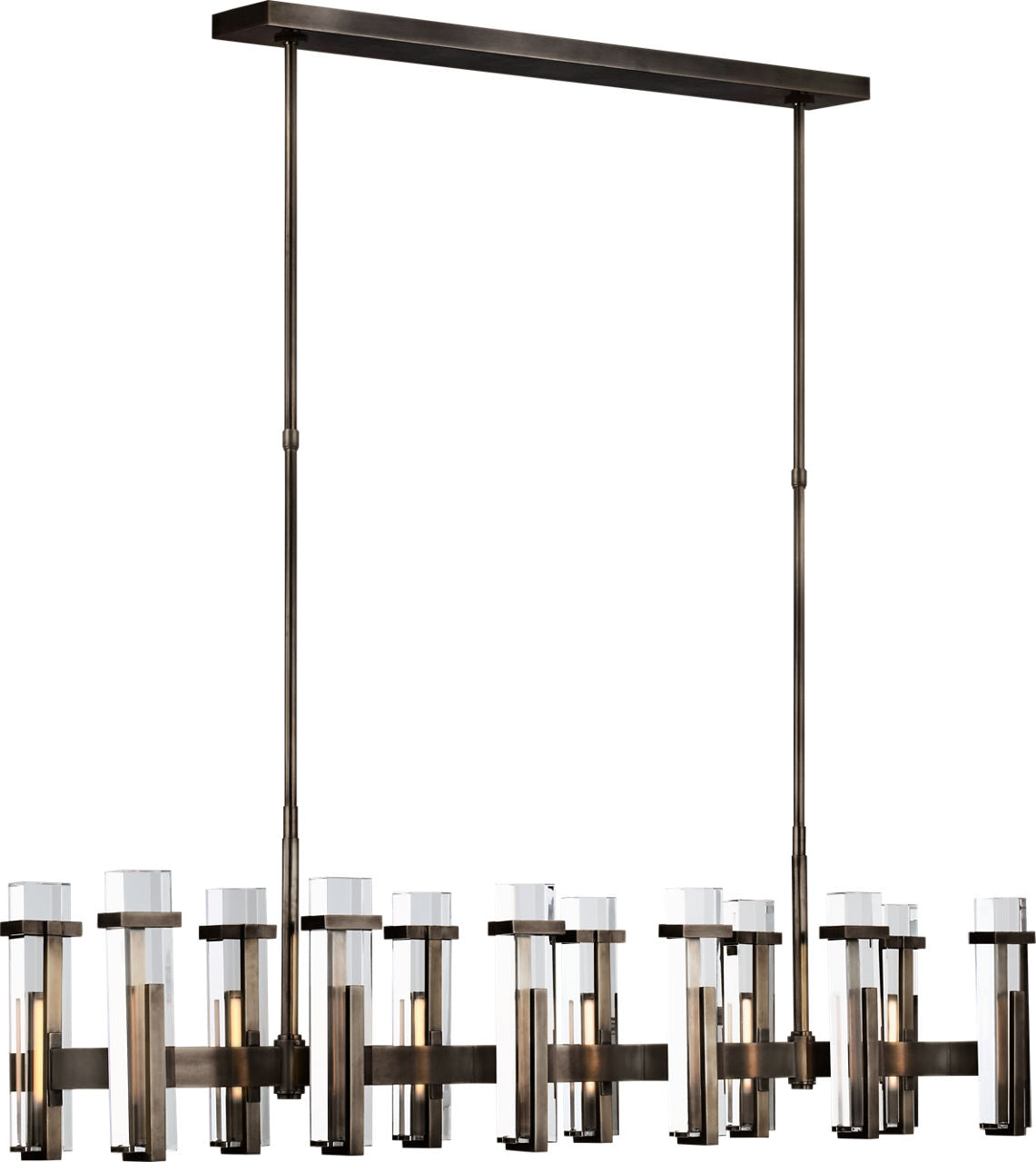 Malik Large Linear Chandelier | Bronze | Crystal