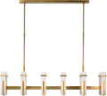 Malik Large Linear Chandelier | Hand-Rubbed Antique Brass | Alabaster