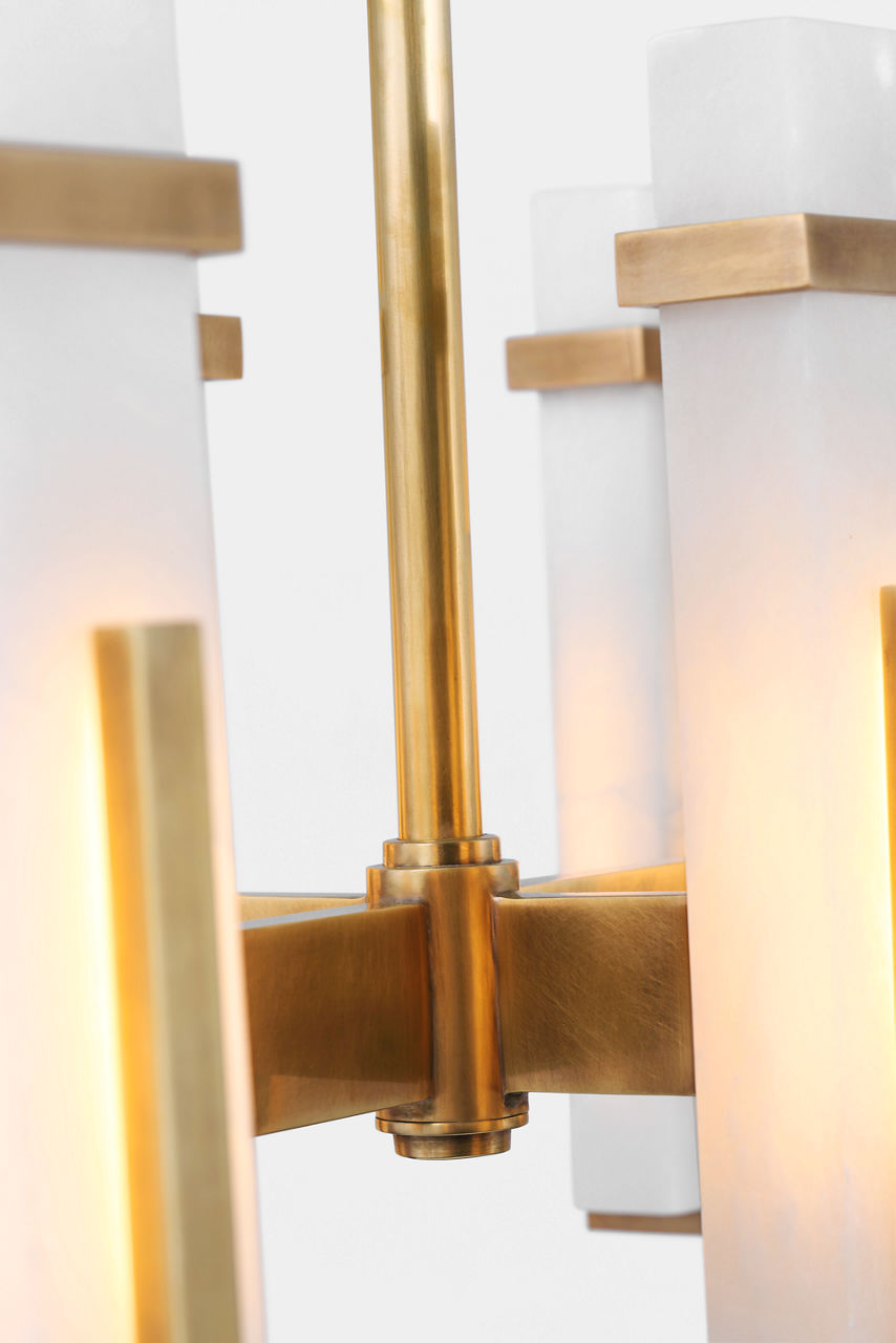 Malik Large Linear Chandelier | Hand-Rubbed Antique Brass | Alabaster
