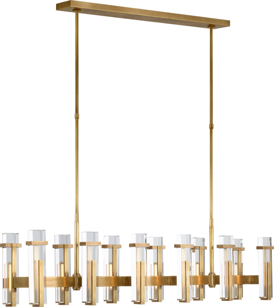 Malik Large Linear Chandelier | Hand-Rubbed Antique Brass | Crystal