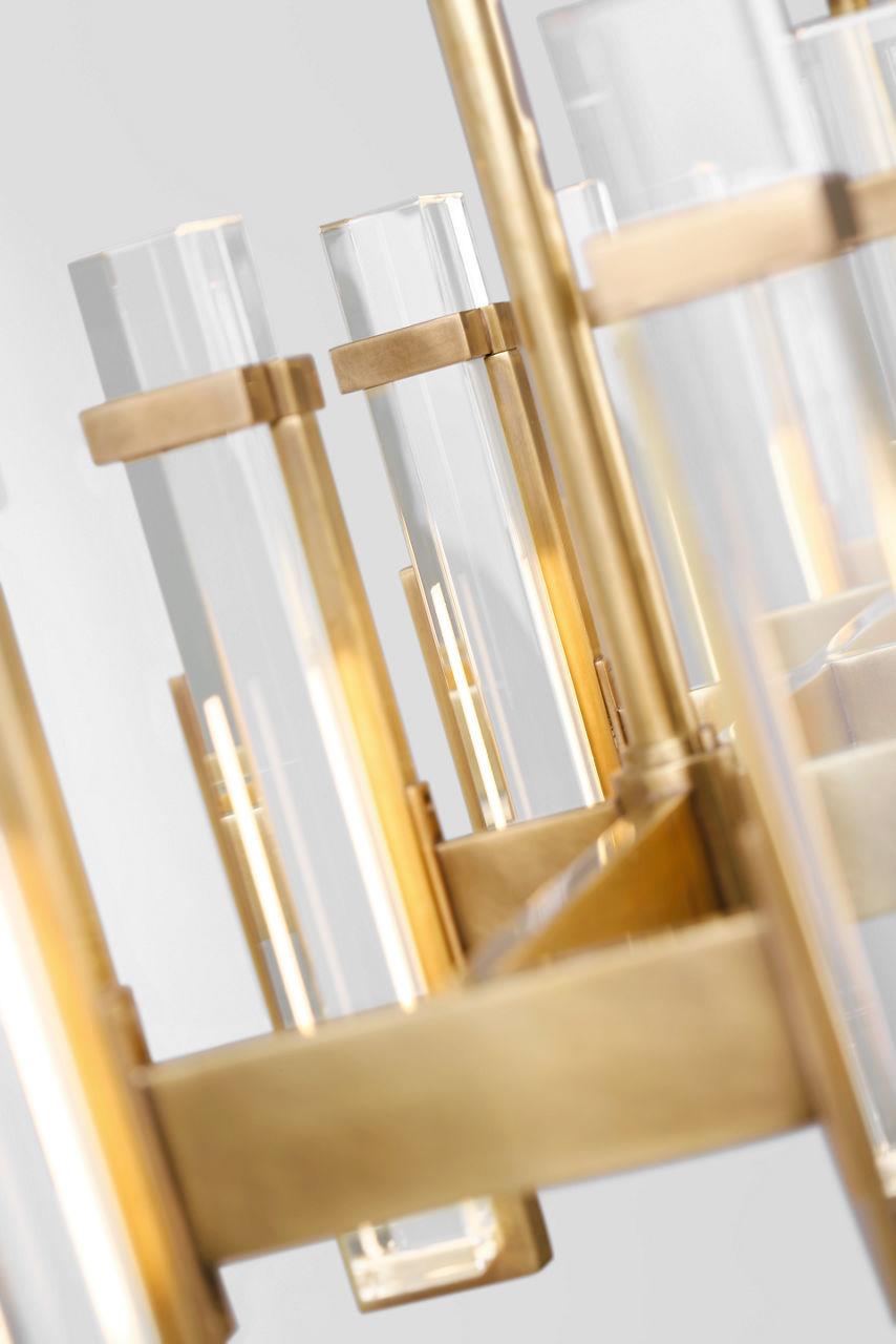 Malik Large Linear Chandelier | Hand-Rubbed Antique Brass | Crystal