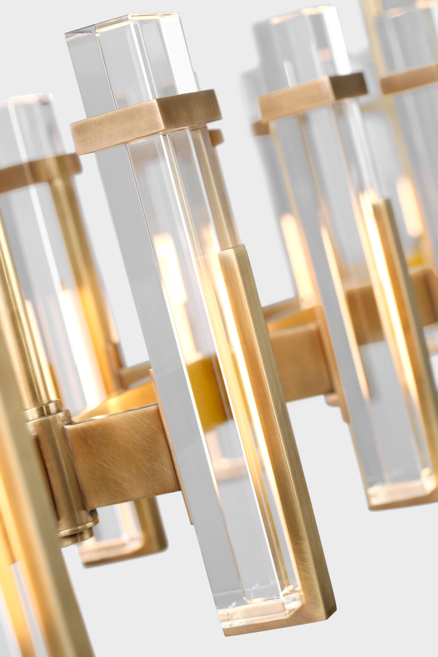 Malik Large Linear Chandelier | Hand-Rubbed Antique Brass | Crystal