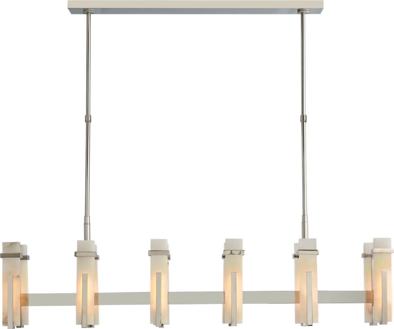 Malik Large Linear Chandelier | Polished Nickel | Alabaster
