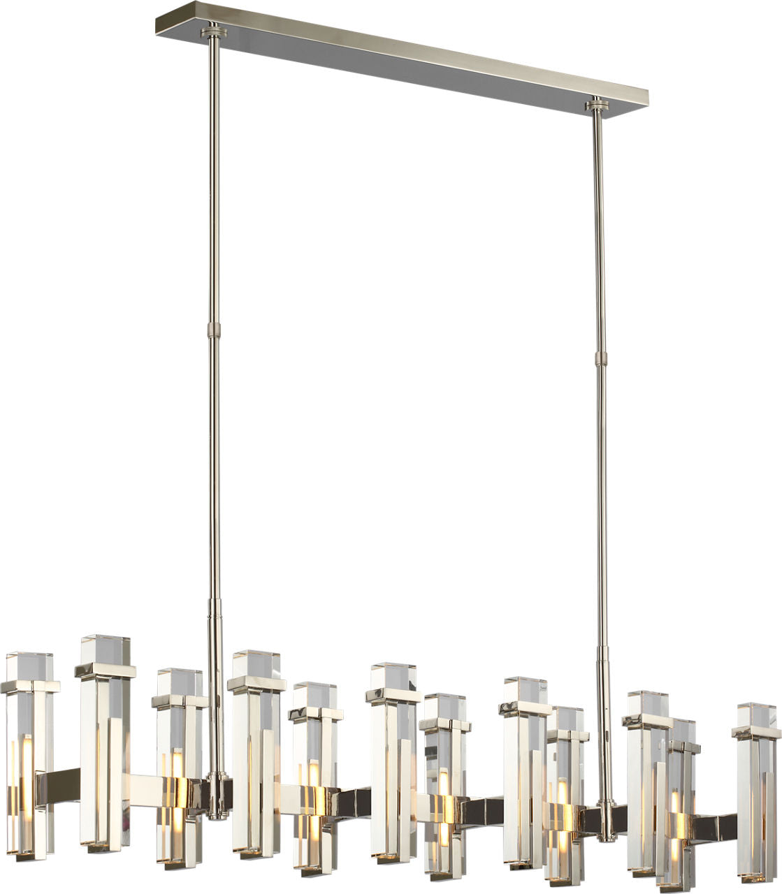 Malik Large Linear Chandelier | Polished Nickel | Crystal