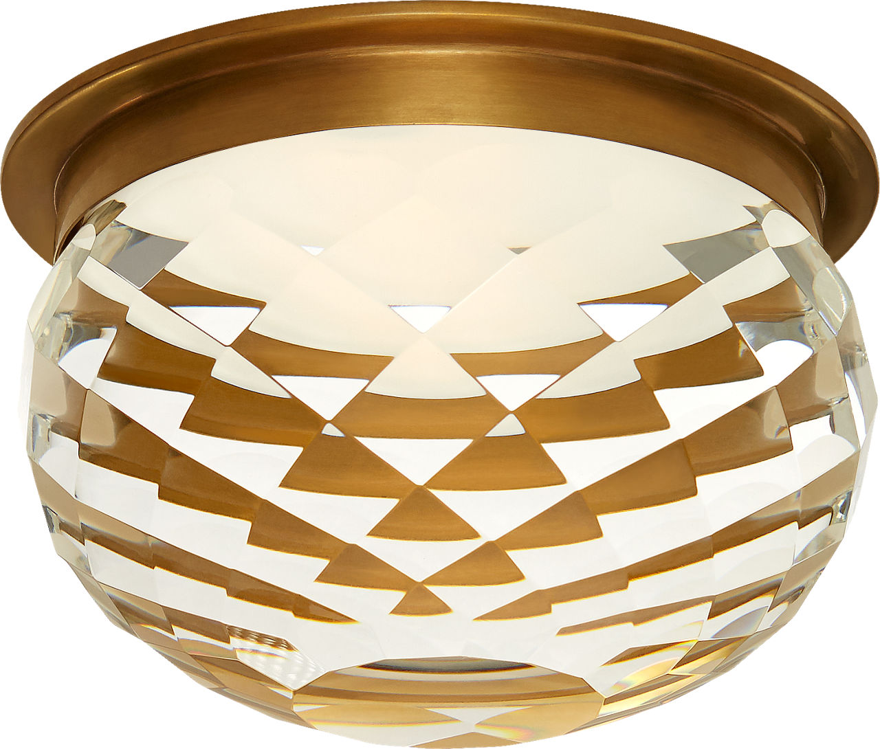 Hillam 5.5" Solitaire Flush Mount | Hand-Rubbed Antique Brass | Crystal