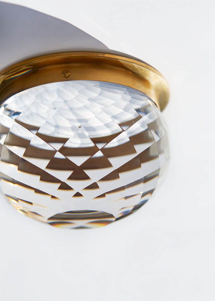 Hillam 5.5" Solitaire Flush Mount | Hand-Rubbed Antique Brass | Crystal