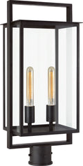 Halle Medium Post Lantern | Aged Iron | Clear Glass