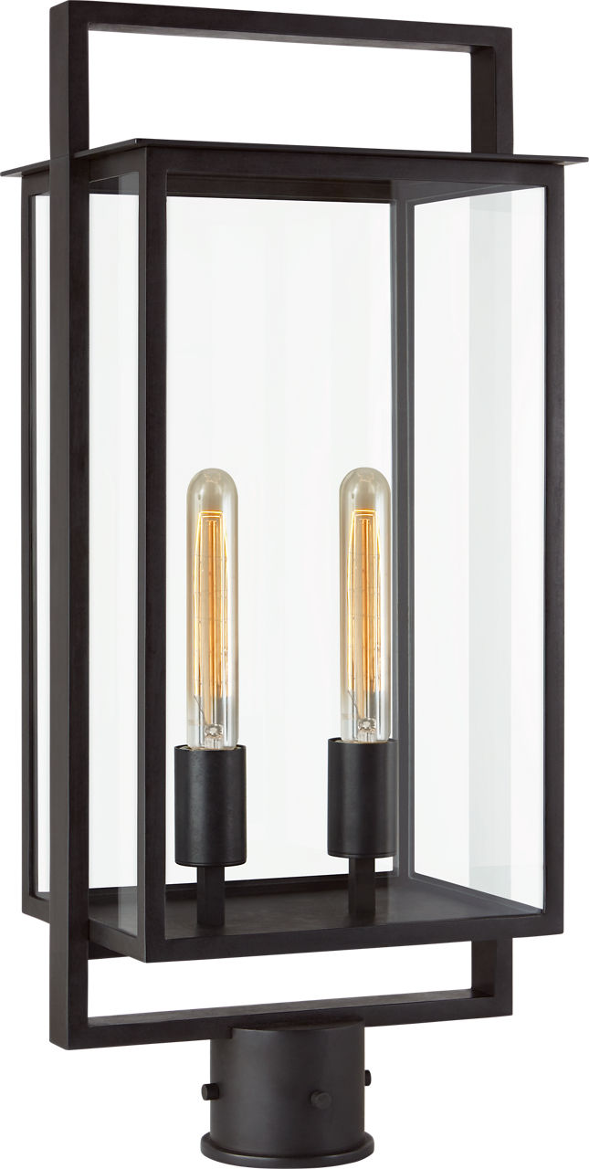 Halle Medium Post Lantern | Aged Iron | Clear Glass