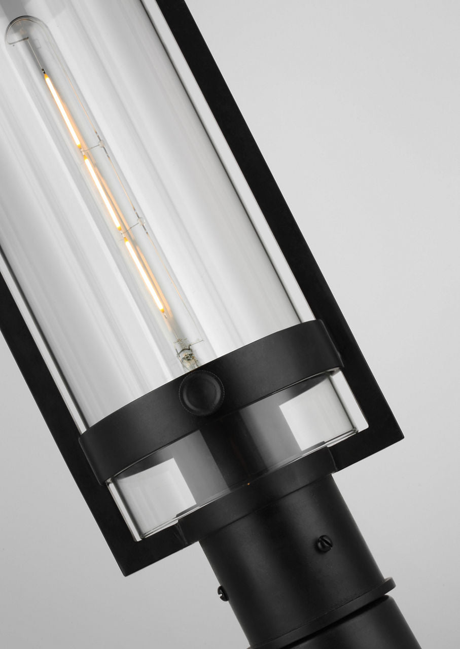 Kears Medium Post Lantern | Aged Iron | Clear Glass