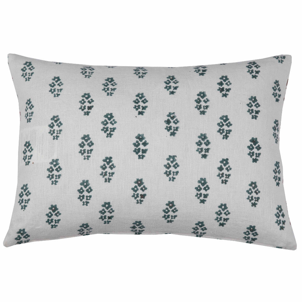 Sangeeta Teal on White Pillow