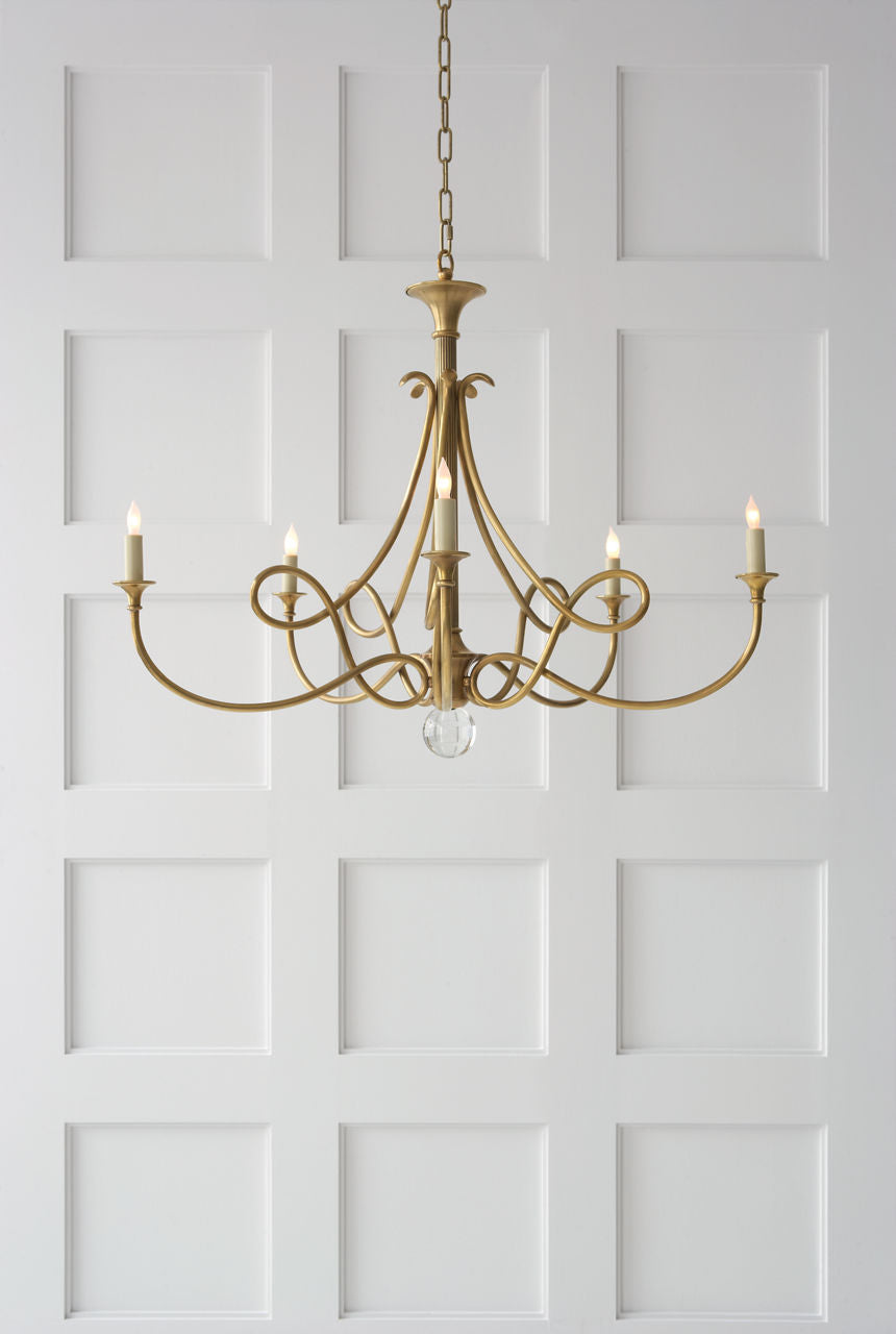 Double Twist Large Chandelier | Hand-Rubbed Antique Brass