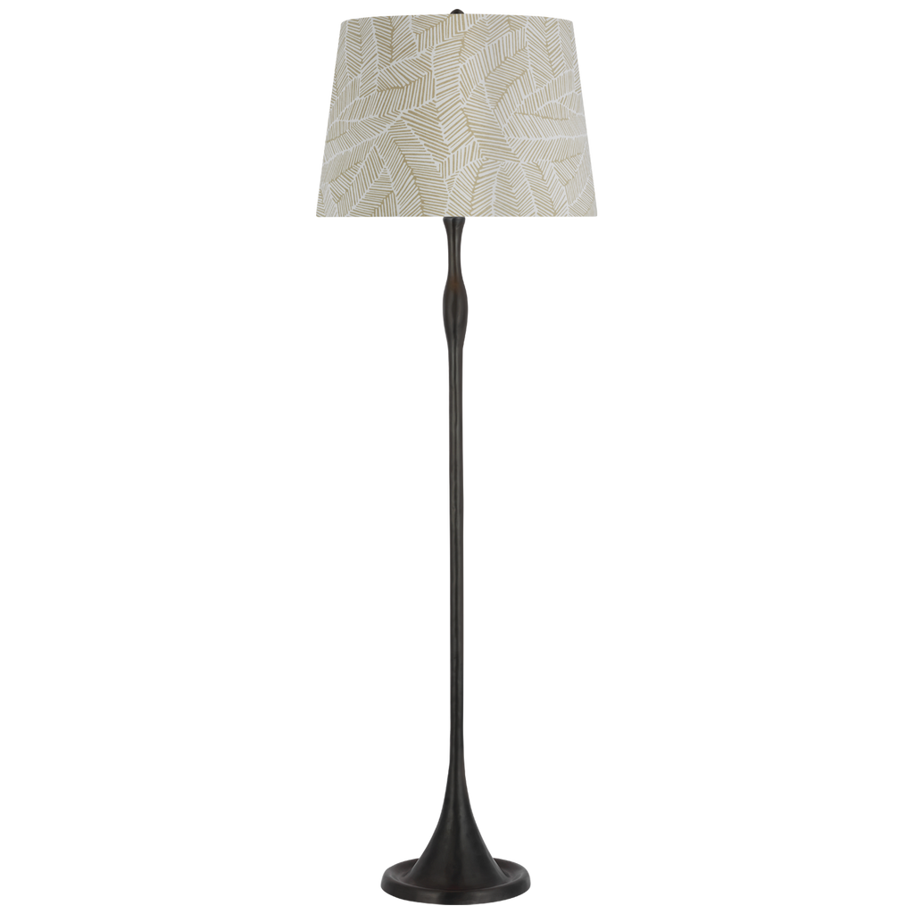 Romero Medium Floor Lamp | Bronze | Schumacher 18" Taupe Abstract Leaf Empire Shade