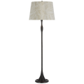 Romero Medium Floor Lamp | Bronze | Schumacher 18" Taupe Abstract Leaf Empire Shade