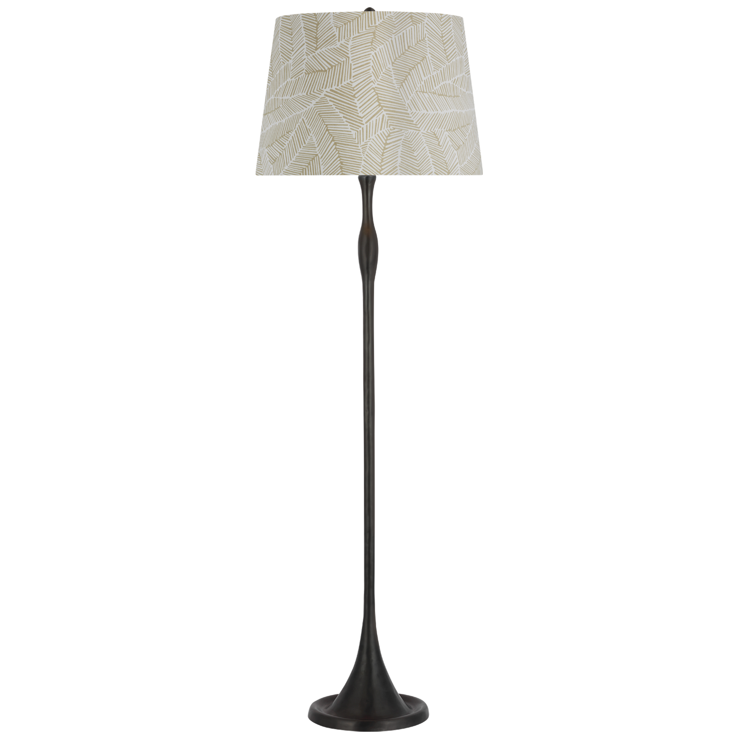 Romero Medium Floor Lamp | Bronze | Schumacher 18" Taupe Abstract Leaf Empire Shade