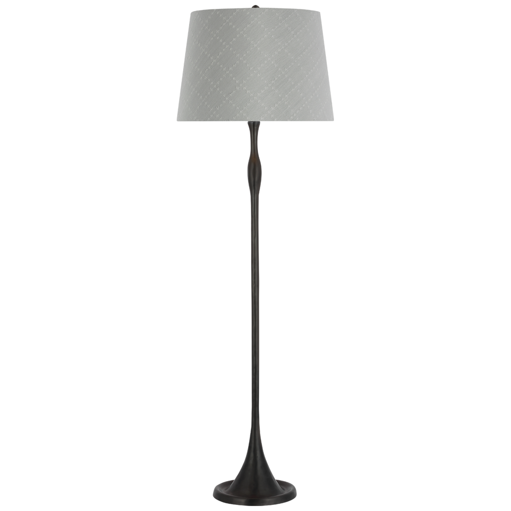 Romero Medium Floor Lamp | Bronze | Schumacher 18" Sky Elin Check Empire Shade