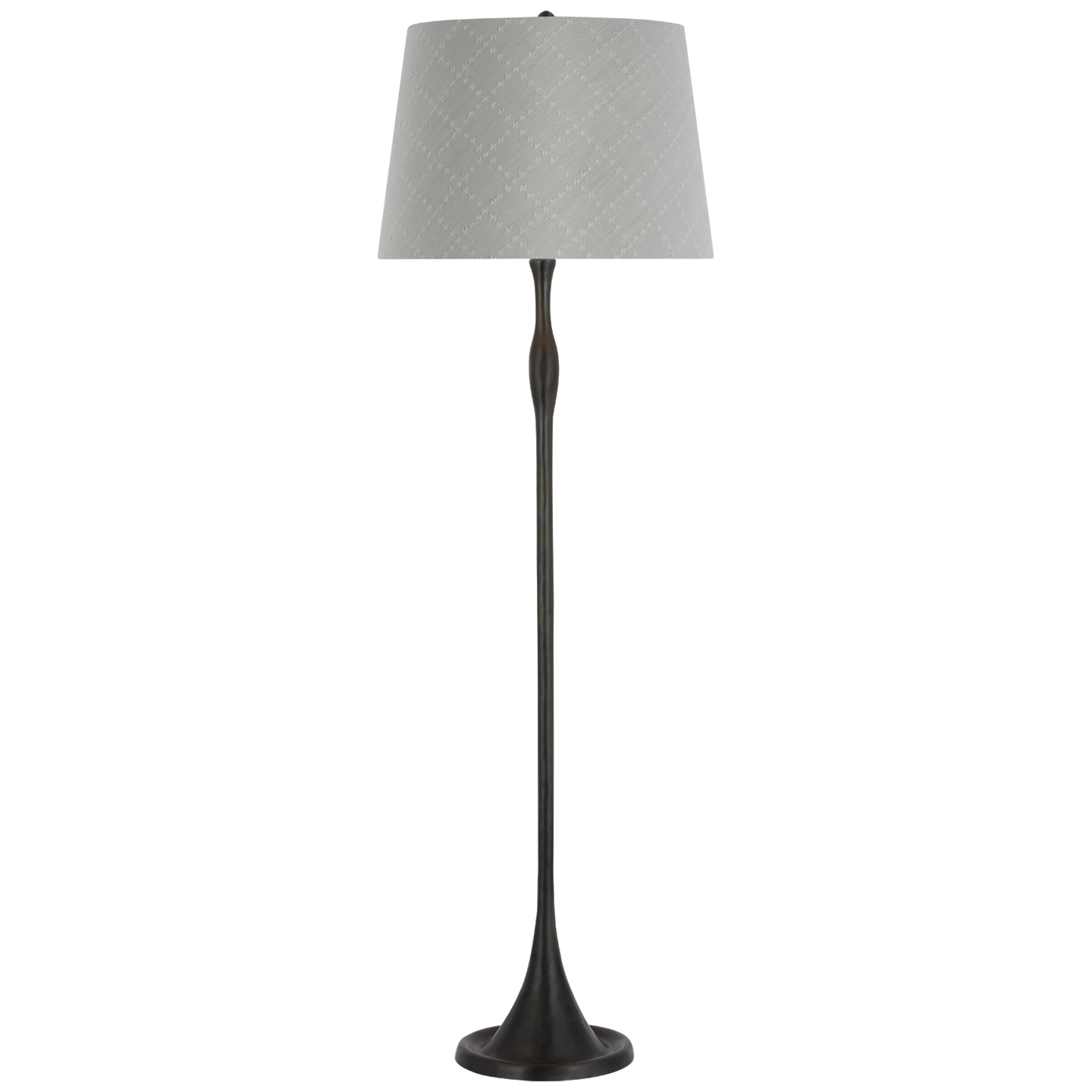 Romero Medium Floor Lamp | Bronze | Schumacher 18" Sky Elin Check Empire Shade