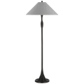 Romero Medium Floor Lamp | Bronze | Schumacher 21" Sky Elin Check Flare Shade