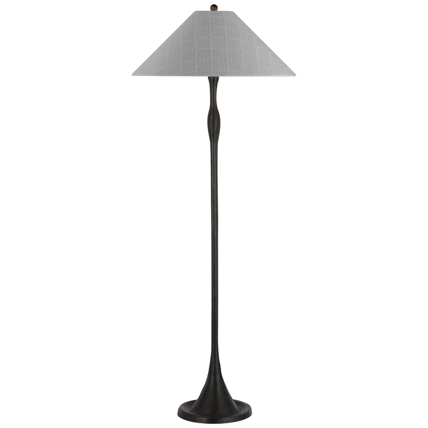 Romero Medium Floor Lamp | Bronze | Schumacher 21" Sky Elin Check Flare Shade
