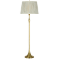 Romero Medium Floor Lamp | Hand-Rubbed Antique Brass | Schumacher 18" Blue Charee Stripe Pleated Empire Shade