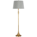 Romero Medium Floor Lamp | Hand-Rubbed Antique Brass | Schumacher 18" Sky Elin Check Empire Shade