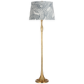 Romero Medium Floor Lamp | Hand-Rubbed Antique Brass | Schumacher 18" Blue Freeform Empire Shade