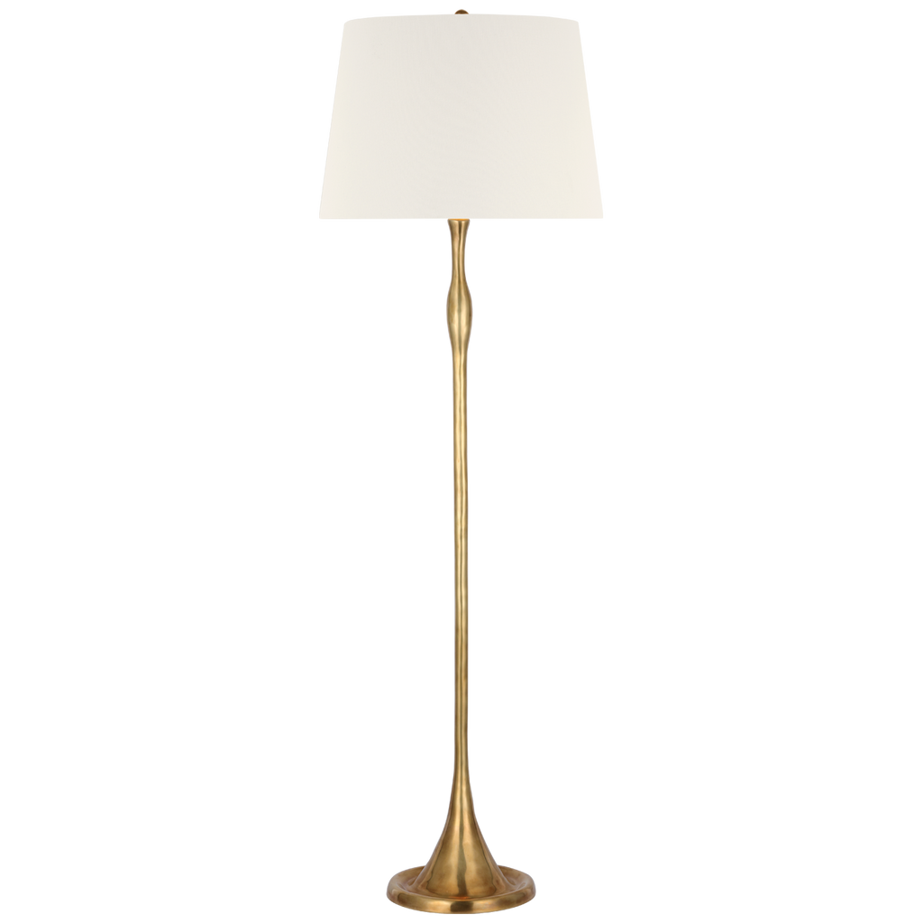 Romero Medium Floor Lamp | Hand-Rubbed Antique Brass | 18" Linen Empire Shade