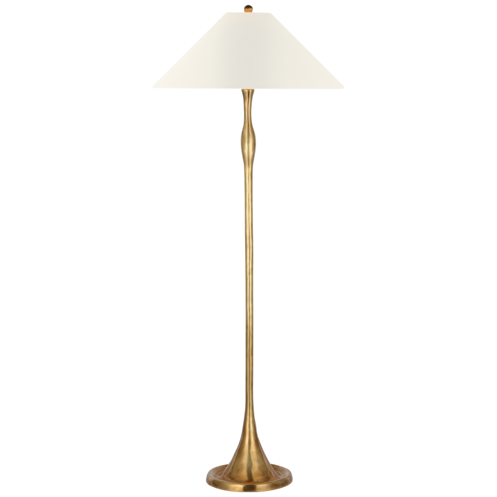 Romero Medium Floor Lamp | Hand-Rubbed Antique Brass | 21" Linen Flare Shade
