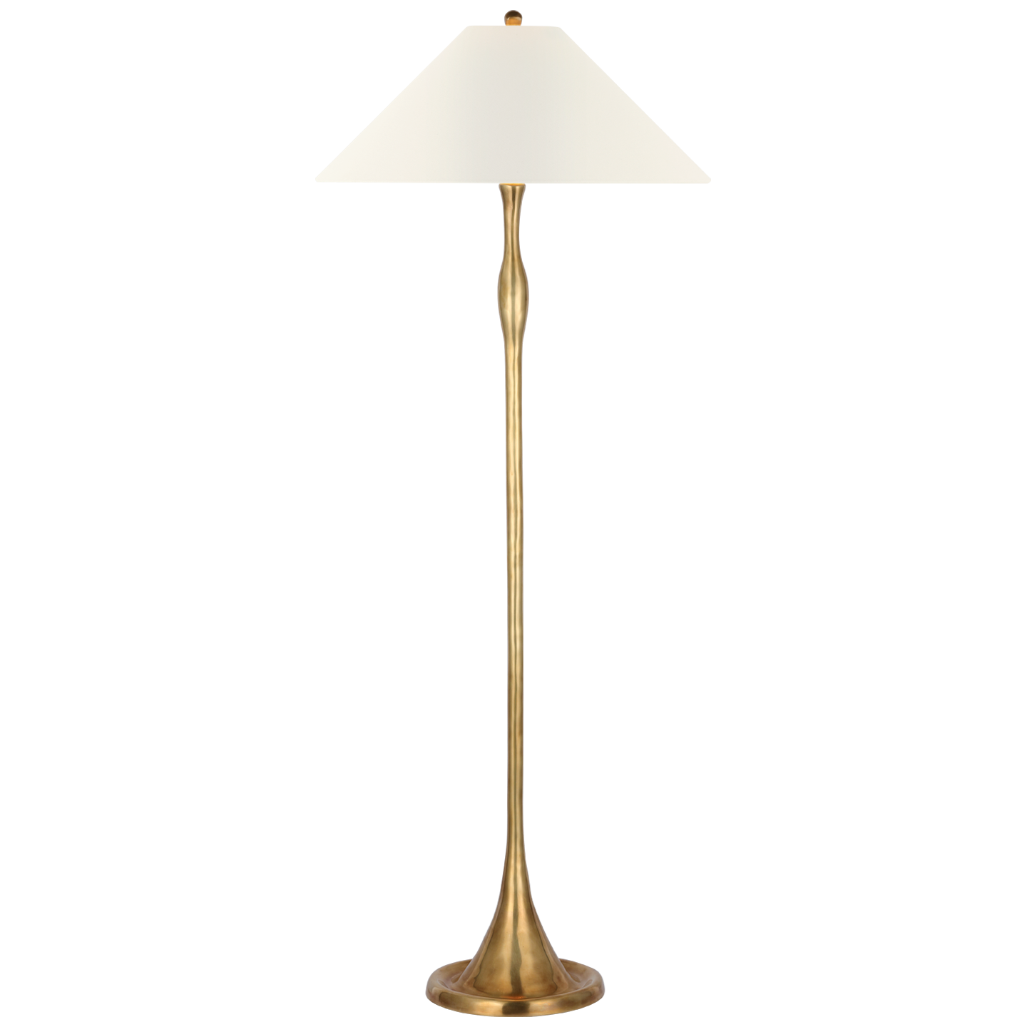 Romero Medium Floor Lamp | Hand-Rubbed Antique Brass | 21" Linen Flare Shade