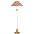 Romero Medium Floor Lamp | Hand-Rubbed Antique Brass | Schumacher 21" Brick Amero Flare Shade